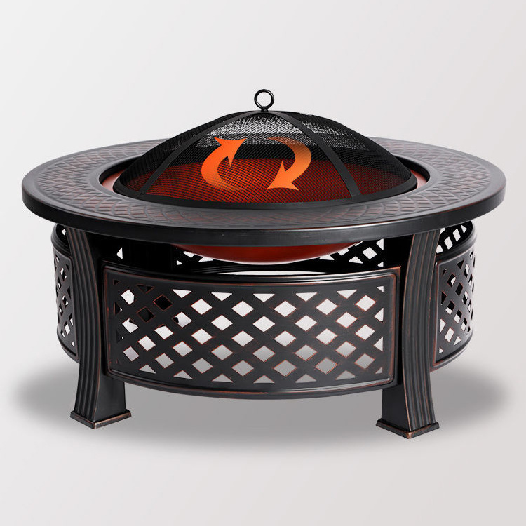 Wholesale  Wood Burning Outdoor 32inch 3 in 1 Round Camping corten steel metal fire pit barbecue grill ice bucket table