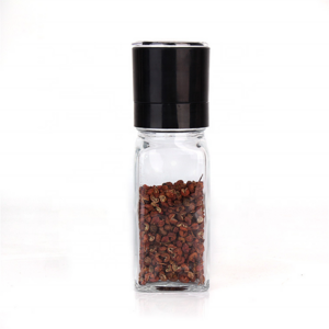 Kitchen Supplies Freshly Dry Pepper Grinding 120ml Square Glass Condiment Bottle Manual Pepper Grinder