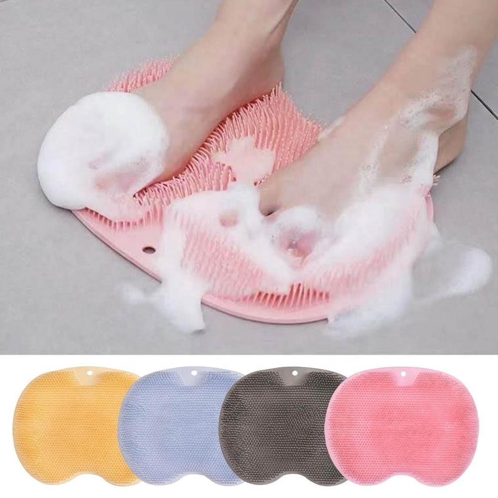 Silicone Rubbing Shoulder Strap Suction Cup Foot Massage Brush Shower Massage Bathroom Non-slip Bath Mat