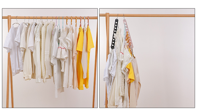 Household Dormitory Wardrobe Storage Hang Clothes Drying Rack Folding Nine Holes Space Save Cloth Organizer Hanger