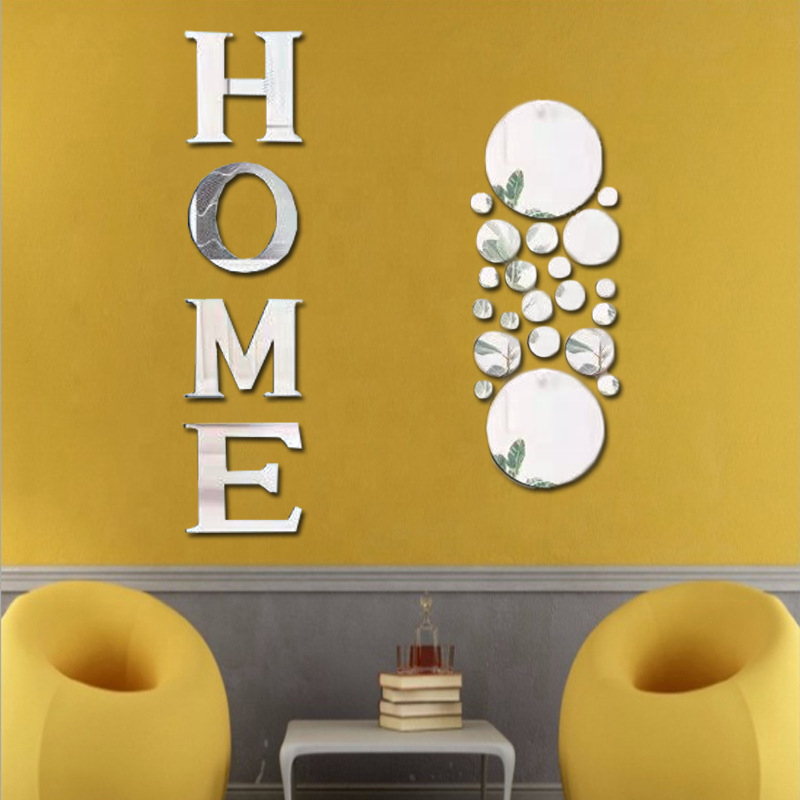 HOME Letter Signs Stickers Acrylic Mirror Wall Decoration for Living Room Bedroom Home Decor