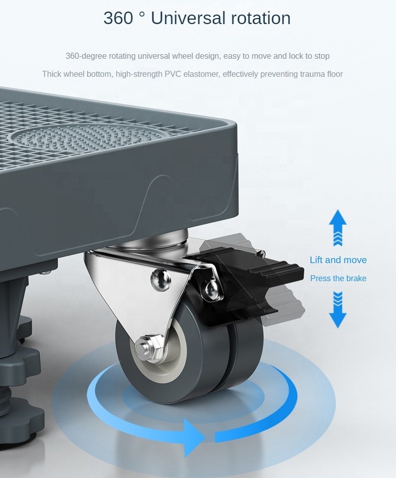 Custom Wash Dryer Bracket Fridge Movable Adjustable Refrigerator Washing Machine Base Stand with Wheels