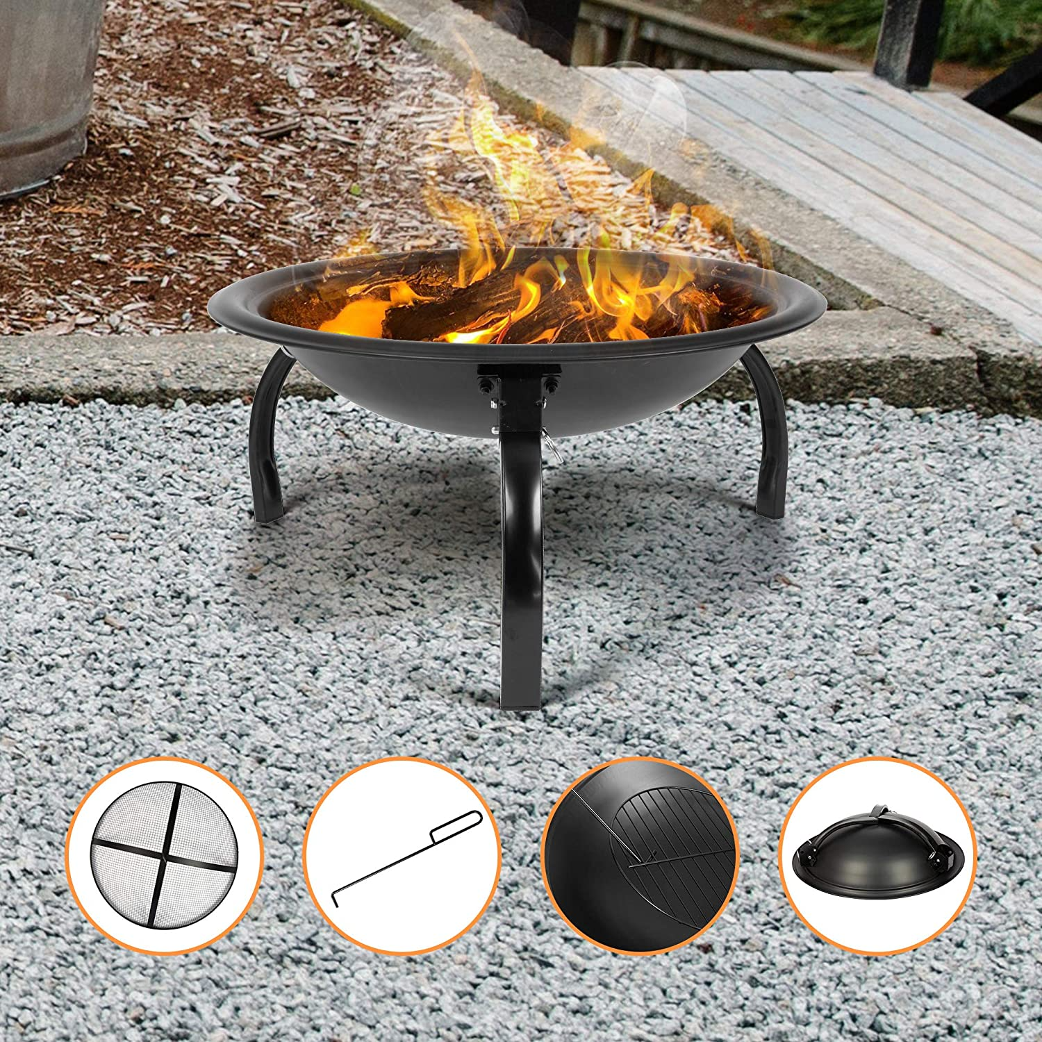 Wholesale Brazier Outdoor 22inch Portable folding BBQ fire pit with cover grill for camping