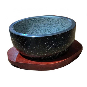 Korean Mix rice bibimbap dolsot dinner aluminum wrapped pot stone bowl with wooden plate