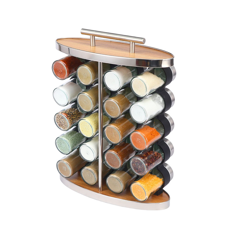 20 Jars Spice Carousel Tower Revolving Countertop Spice Racks Stainless Steel Seasoning Storage Organizer for Cabinet