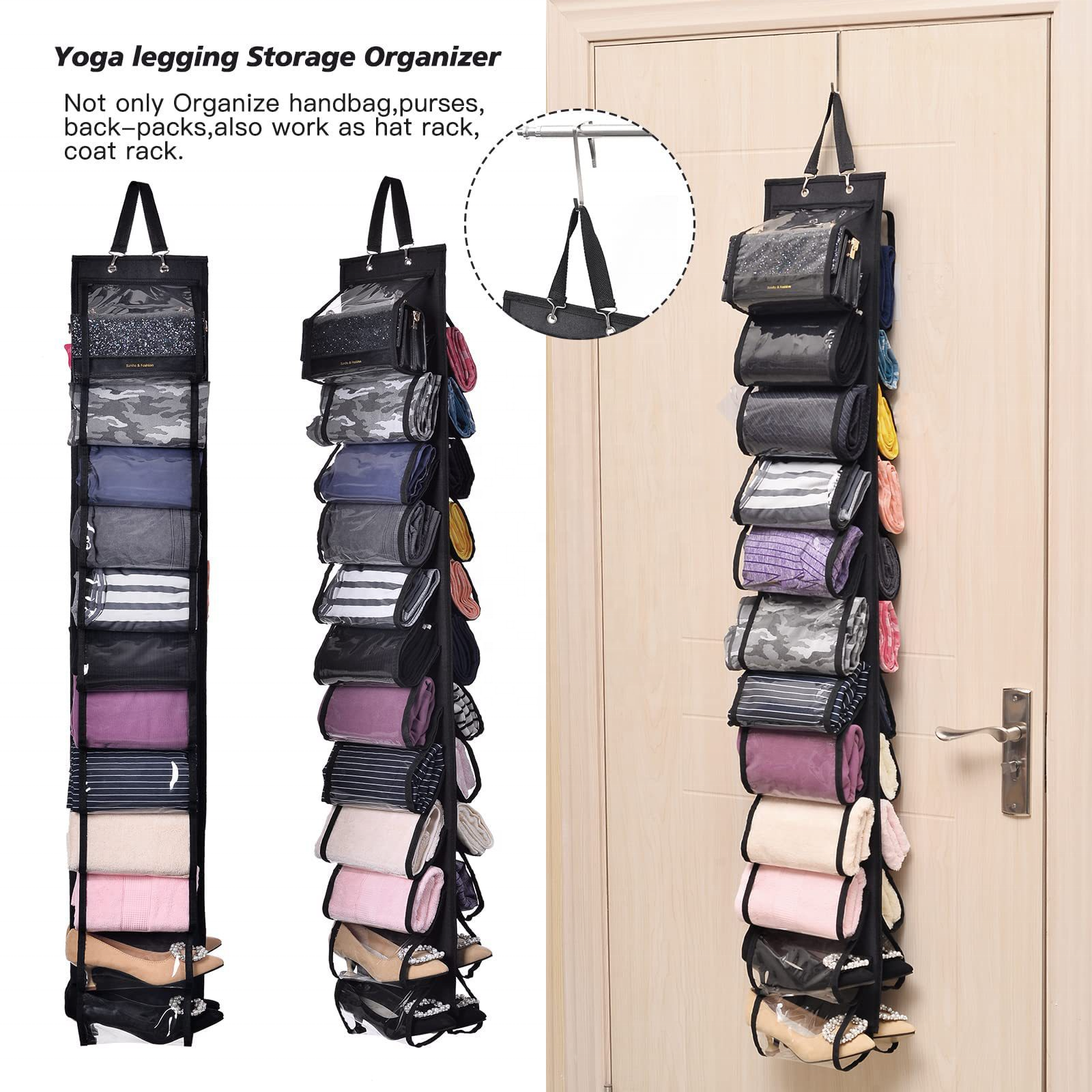 Closet Hanging Yoga Pants Towel Clothes Underwear 24 Roll Hanging Storage Bag Organizer