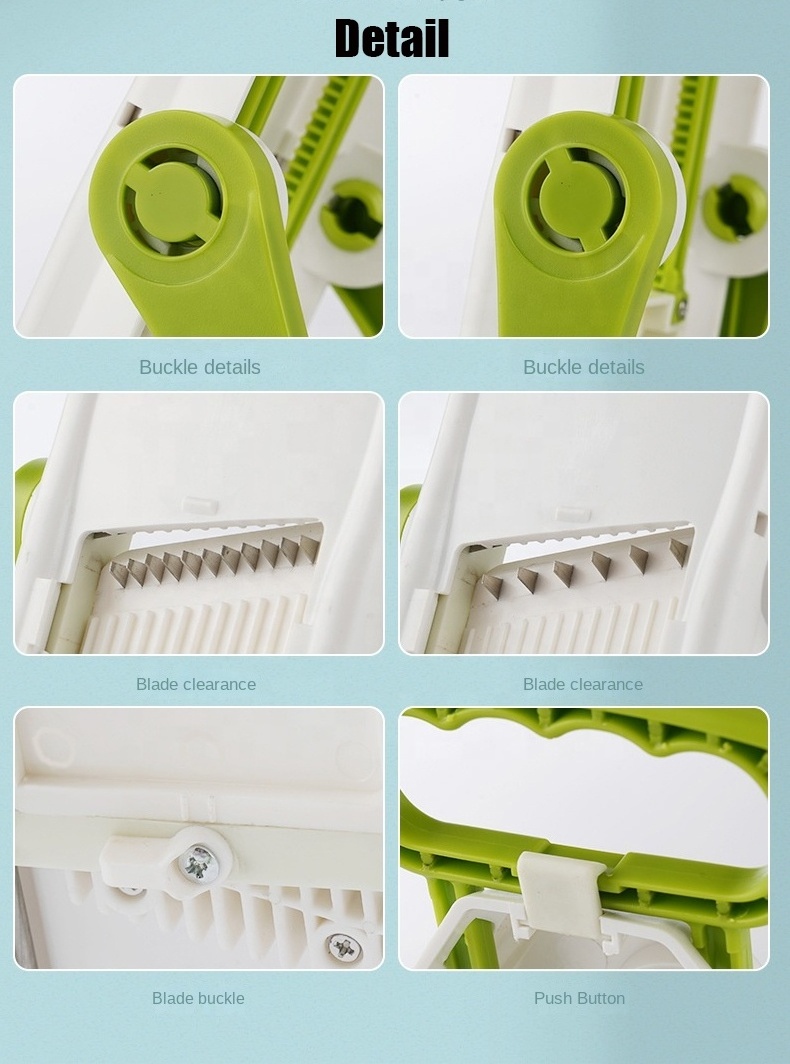 Vegetarian restaurant kitchen 4 blade hand press vegetable mandoline slicer vertical wire cutter quick food chopper