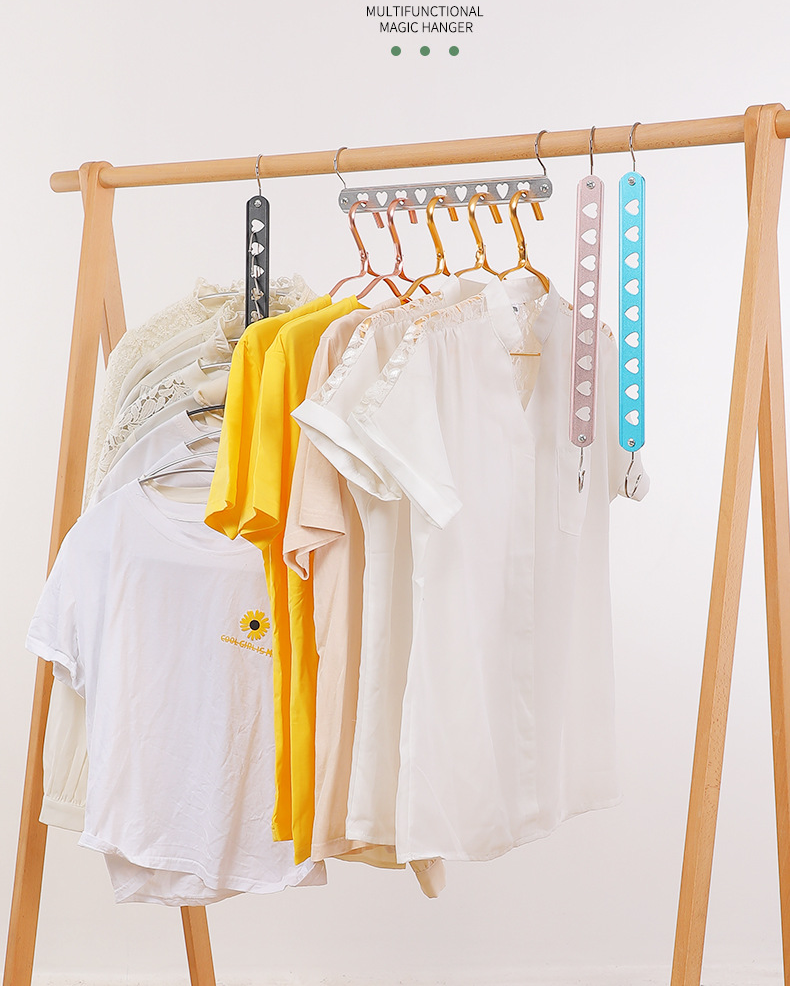 Household Dormitory Wardrobe Storage Hang Clothes Drying Rack Folding Nine Holes Space Save Cloth Organizer Hanger