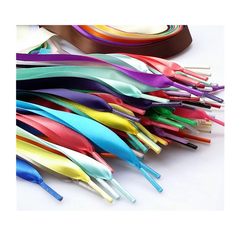 High Quality Custom Cord, Excellent  flat silk satin Shoelaces shoe lace With Plastic/Metal aglet