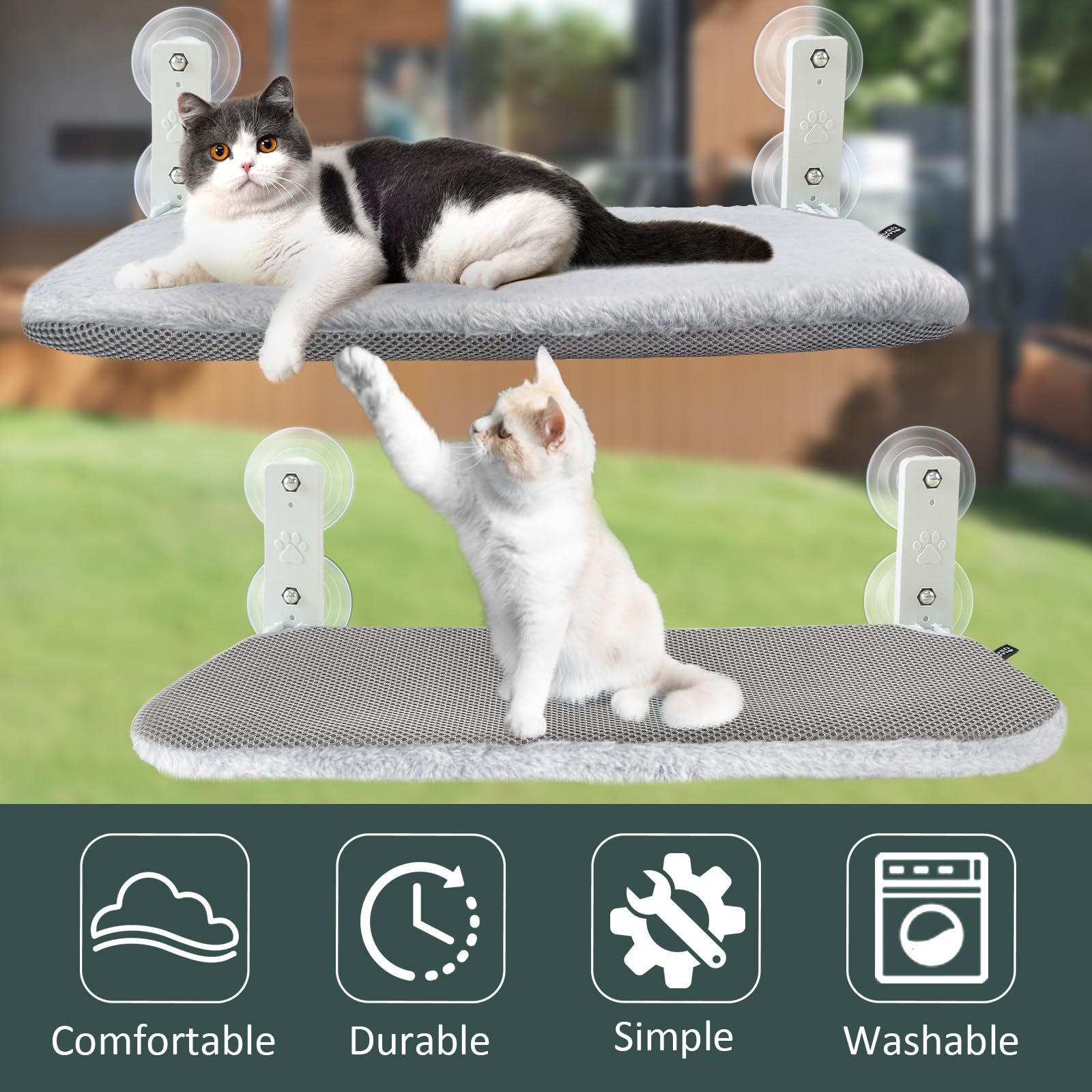 Manufacturer sell suspended foldable suction cup cat hanging washable cushion comfortable cat hammock for cat window perch