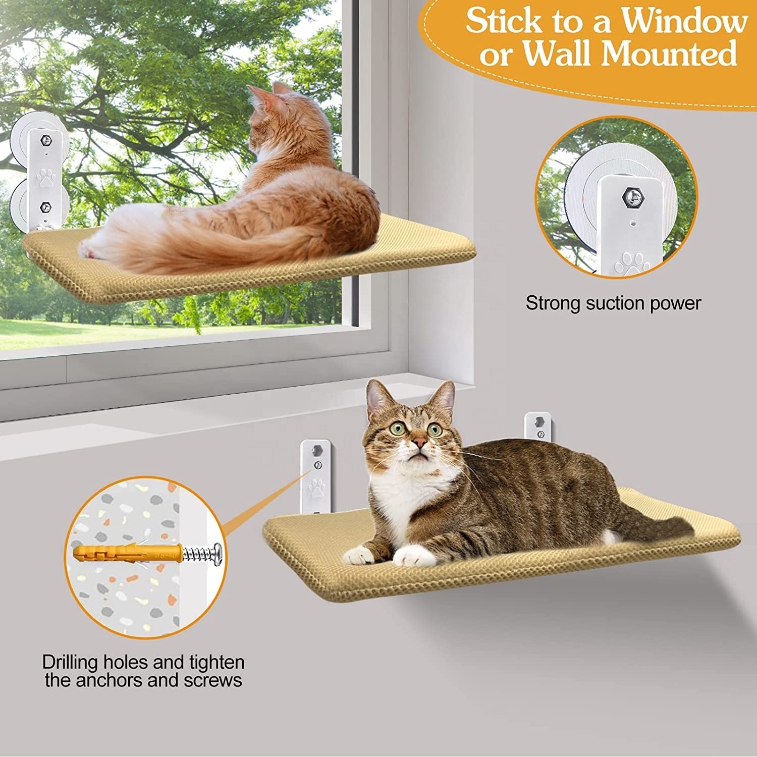 USA hot selling  easily fold up Hammock detachable Indoor Hanging Cat perch Window pet bed