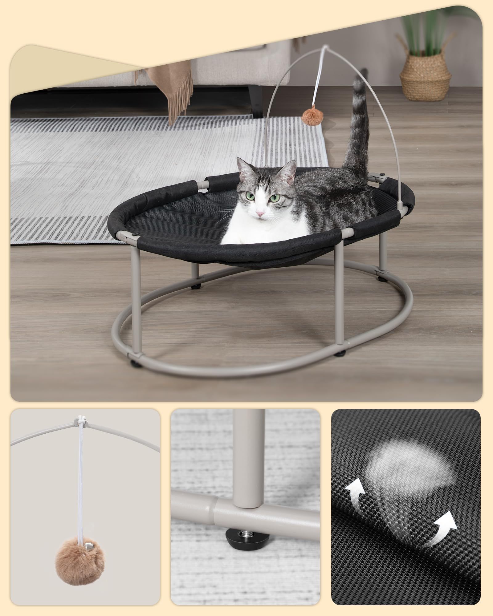 Sturdy New Cat Hammock Stainless Pet Bed Breathable mesh cloth four seasons universal pet bed removable washable cat bed