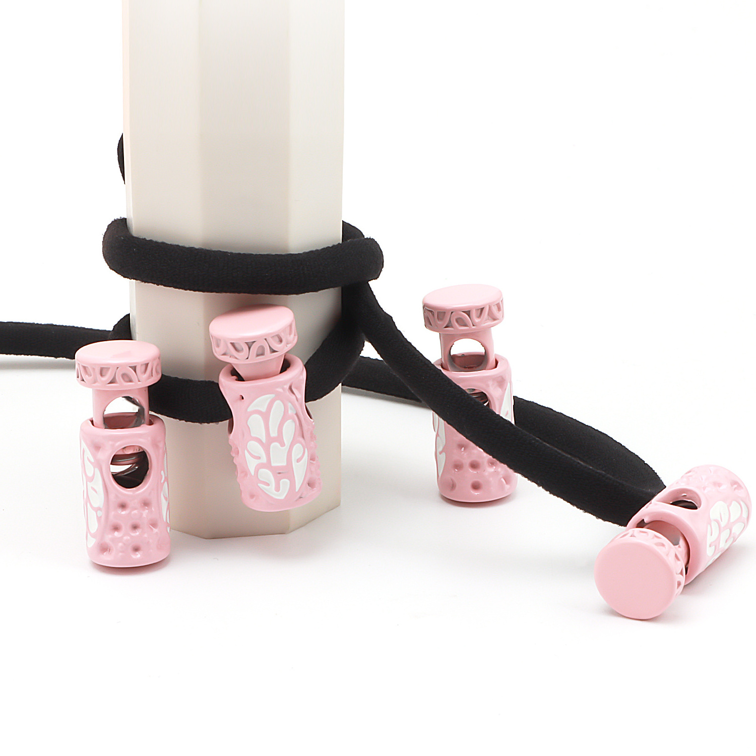 New Style Two Hole Pink Plastic Cord Lock End Spring Stop Toggle Stoppers Plastic Spring Fastener Cord Lock For Lace