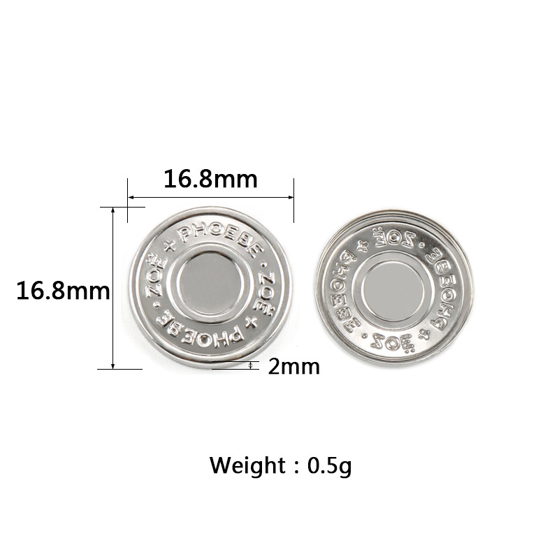 Factory Hot Sales Eco-friendly Customized Metal Embossed Snap Denim Jeans Button For Garment