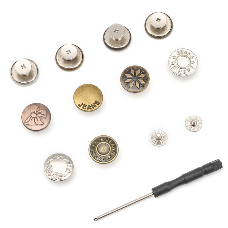 High Quality Brass Custom Embossed Metal Logo Buttons Rivets Tack Jeans Button Cloth For Denim Jacket Clothing