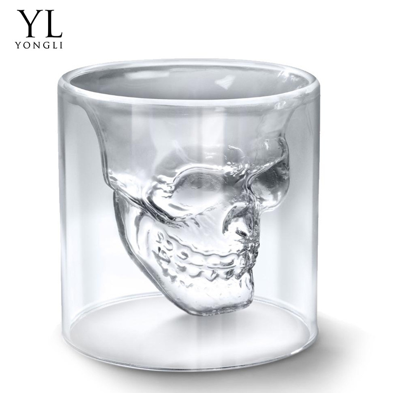 Custom Dark Fashion Design Whiskey  Skull Decanter set Crystal Glass Skeleton whisky glass sets