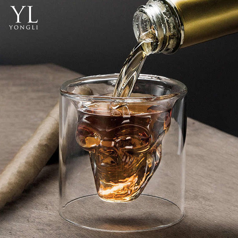 Custom Dark Fashion Design Whiskey  Skull Decanter set Crystal Glass Skeleton whisky glass sets