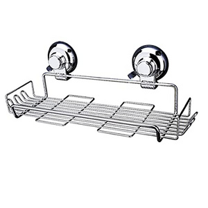 High quality solid 304 stainless steel bathroom kitchen no drilling suction cup shelf