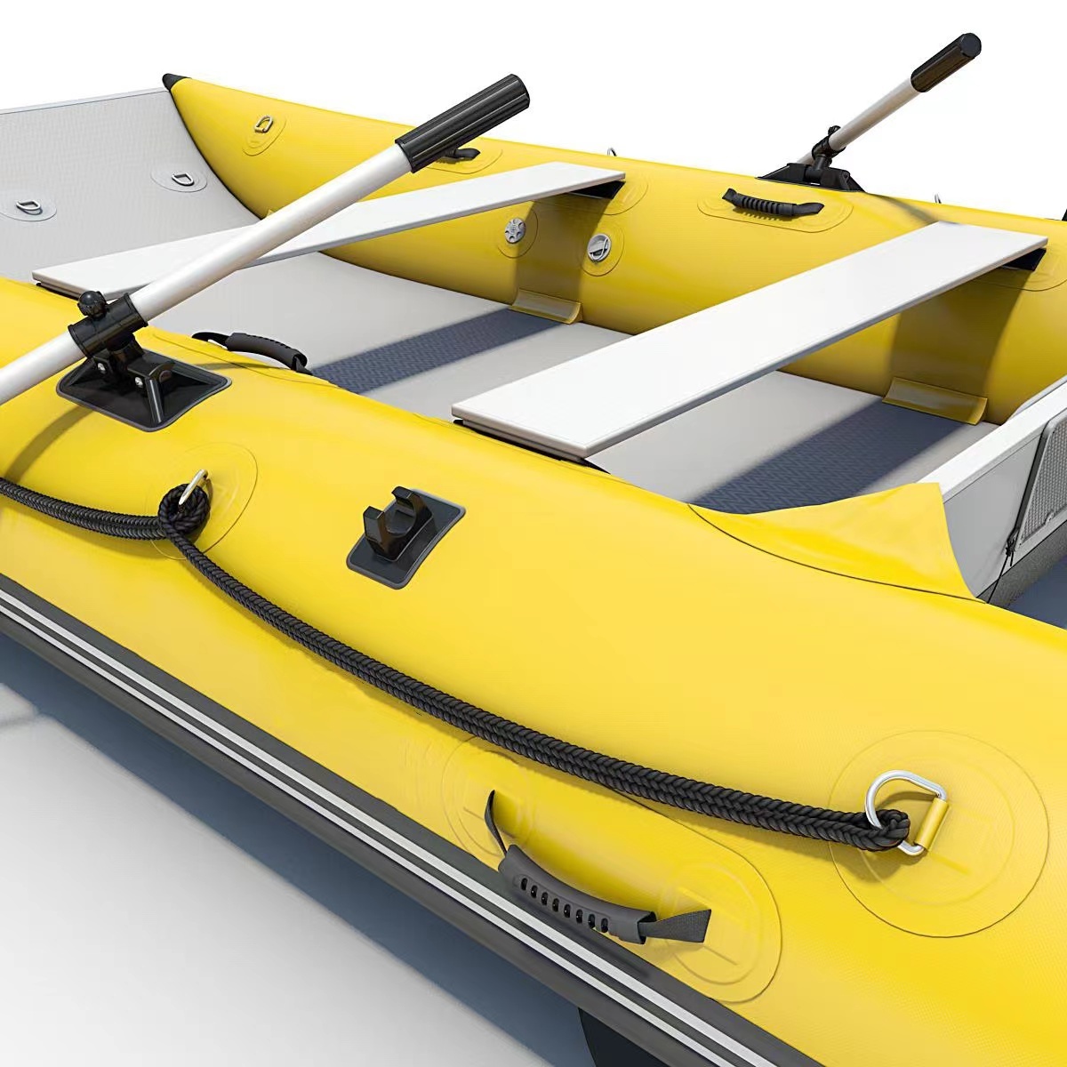 Muti Personsi Aluminum Seats PVC Hypalon Rowing Small Folding Inflatable catamaran boat