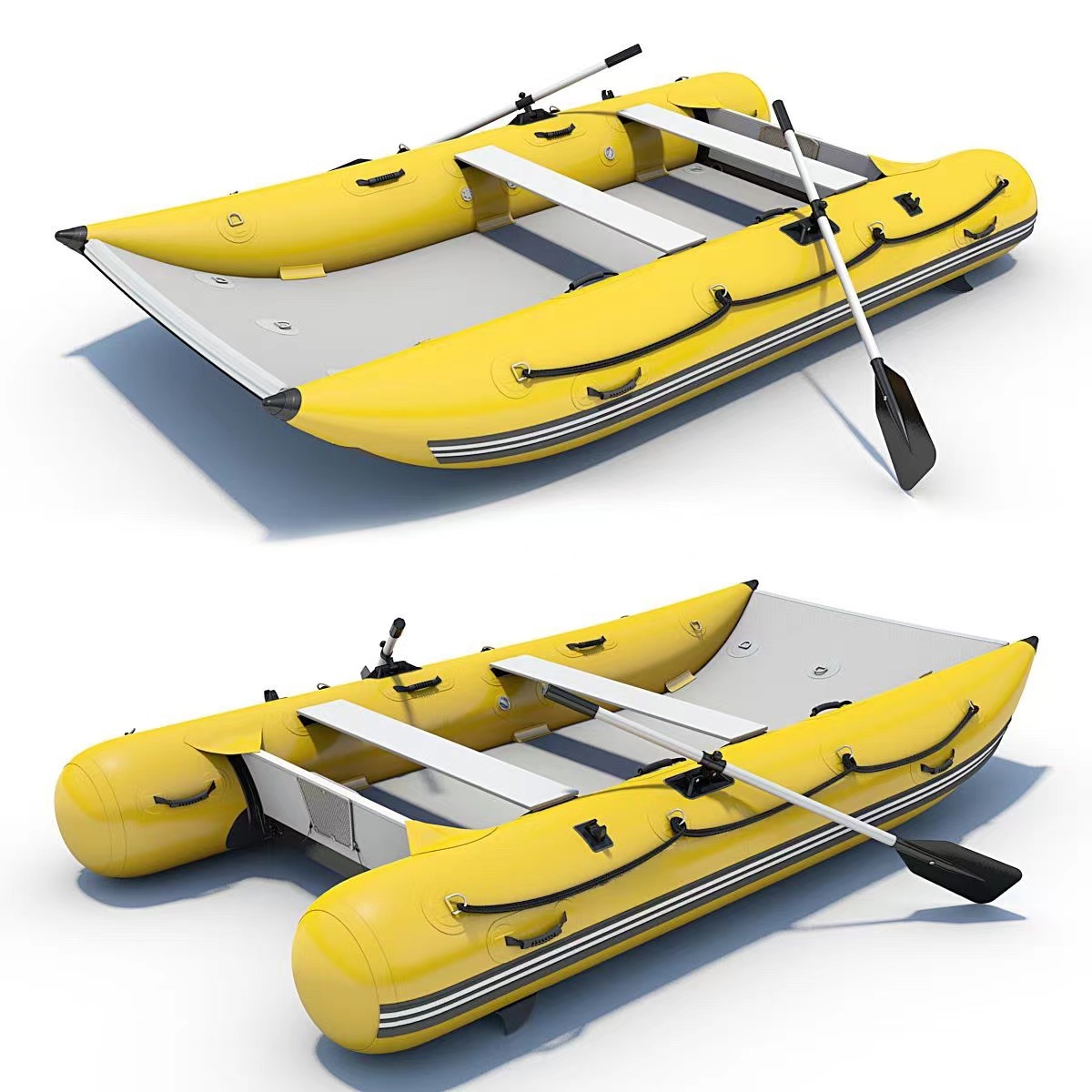 Muti Personsi Aluminum Seats PVC Hypalon Rowing Small Folding Inflatable catamaran boat