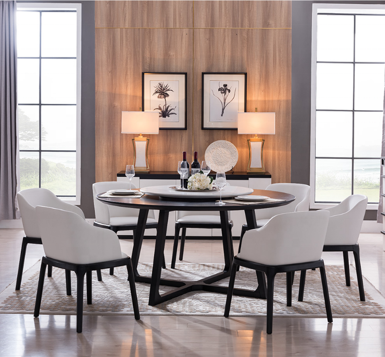 Wood Dining Room Furniture Round Dining Table Italian Simple Design 8 Seater Solid Home Furniture Modern Traditional 1pcs