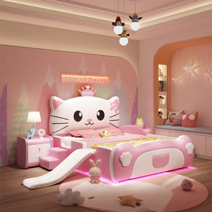 Child Bed with Slide Single Double Children Girl Kids Beds Set Bedroom Baby Bed Wood Modern Wholesale Custom Queen King Size