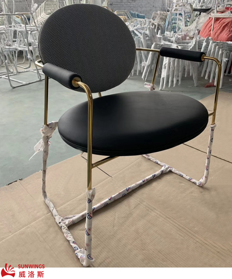 luxury model chairs PU leather stainless steel frame with copper plating dining chair for hotel