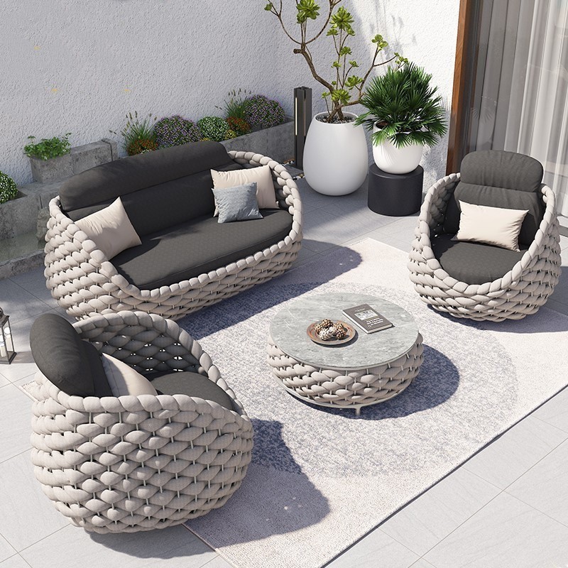 Nordic Design Garden Sofa Patio Curl Rattan Sofa Leisure Lounge Chair Outdoor Furniture Sofa Set Mofabricumodern Homee 1 Set