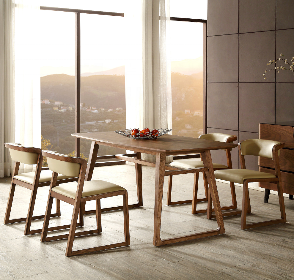 New Modern Design Dining Room Furniture Solid Wood Dining Table Set Home Furniture Wooden Table Dining Set of 4 Chairs