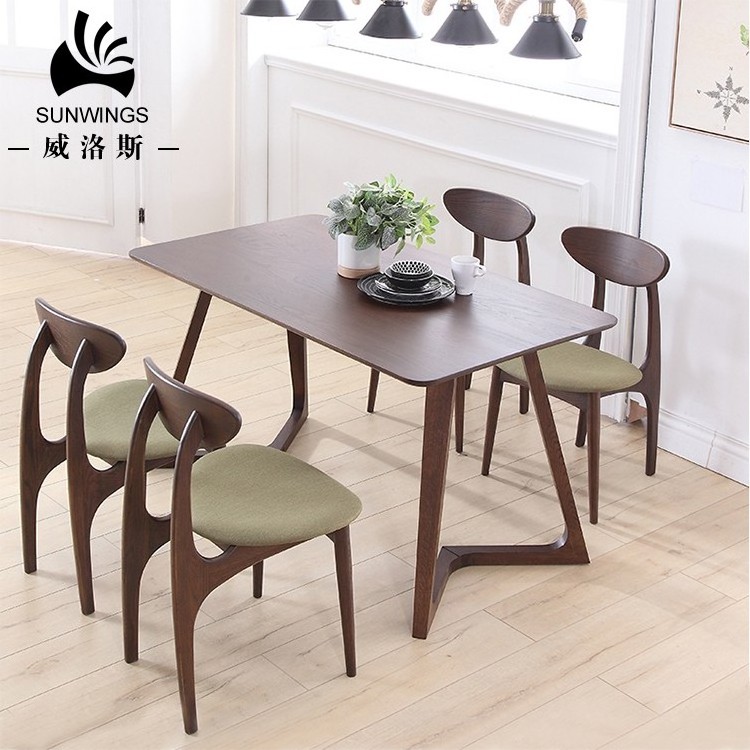 Simple Japan Style Home Dining Room Furniture Walnut Mdf 6 Seater Dining Table And Chairs