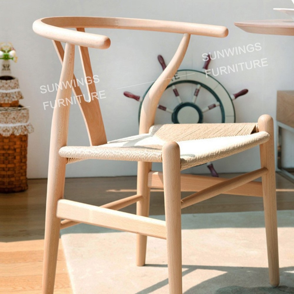 Nordic style elegant dining chair birch wood frame no folding armchair