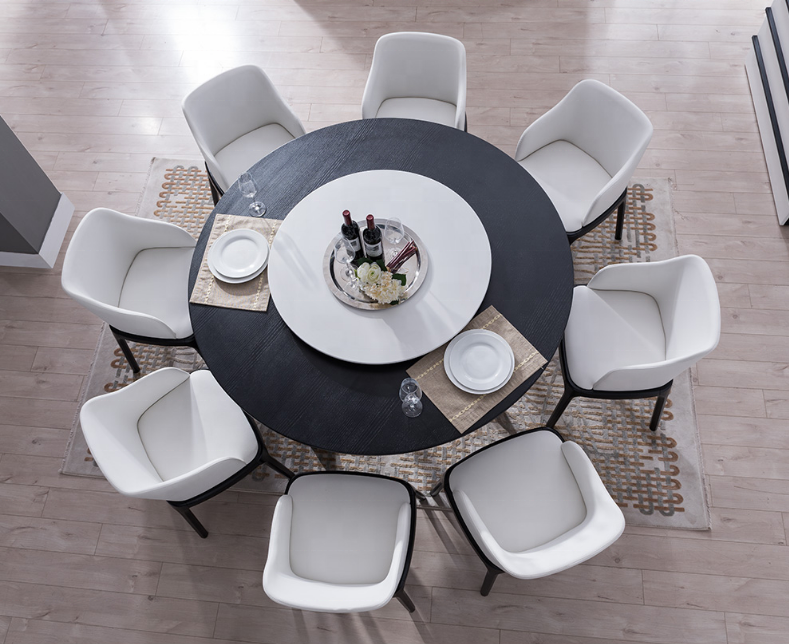 Wood Dining Room Furniture Round Dining Table Italian Simple Design 8 Seater Solid Home Furniture Modern Traditional 1pcs