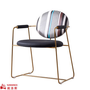 luxury model chairs PU leather stainless steel frame with copper plating dining chair for hotel