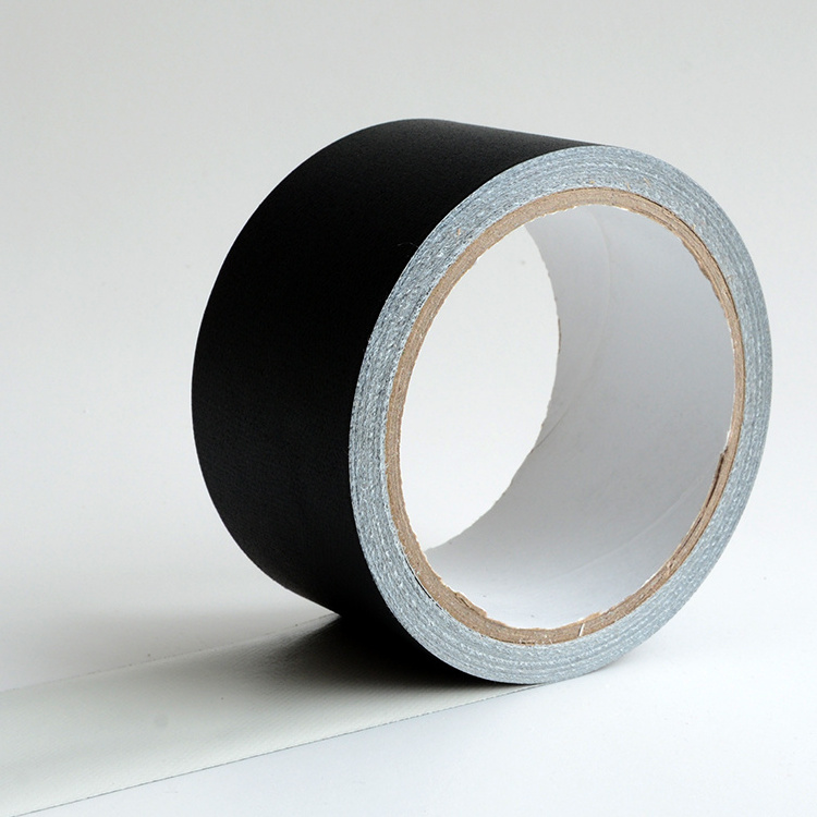 Strong Adhesion Non-reflective Low Gloss Finish Vinyl Coated Matt Cloth Black Gaffers Gaffer Tape for Entertainment Film Indus