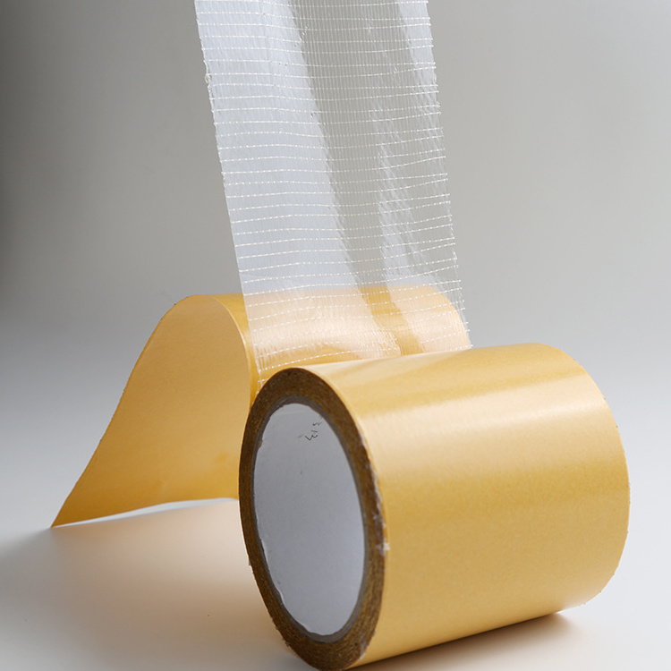 Waterproof Hot Melt Polyester PET Mesh Scrim Transfer Transparent Double Sided Strong Adhesion Acrylic Adhesive Tape