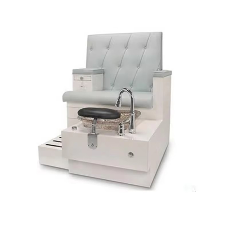 Elegant Single Luxury Gold And Grey Salon Manicure Pedicure Bench Spa Chair With Sink