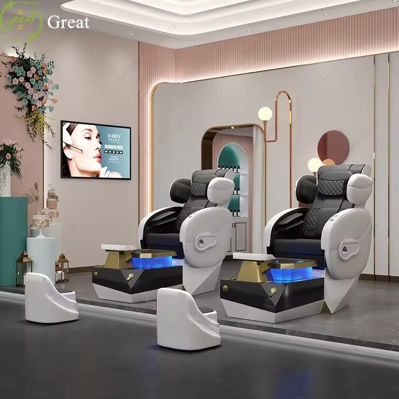 New Design Modern Black White Luxury Foot Care Spa Electric Message Pedicure Chair For Sale