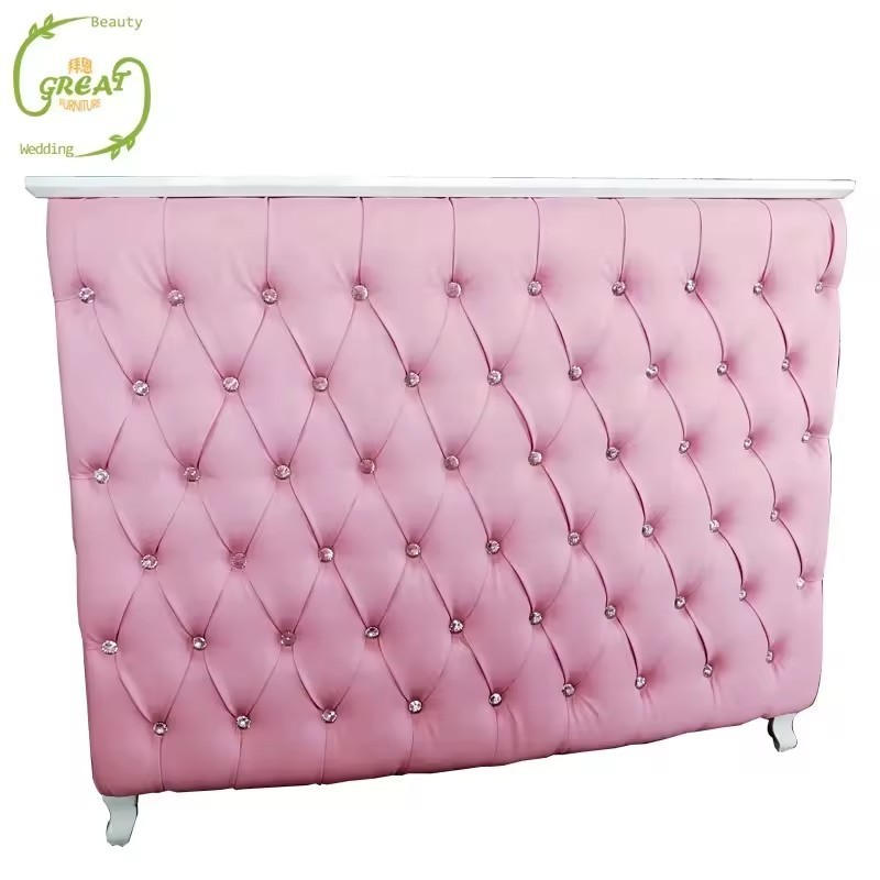 Hot Selling Antique Cheap Modern Leather Multifunctional Equipment Beauty Pink Reception Desk For Salon