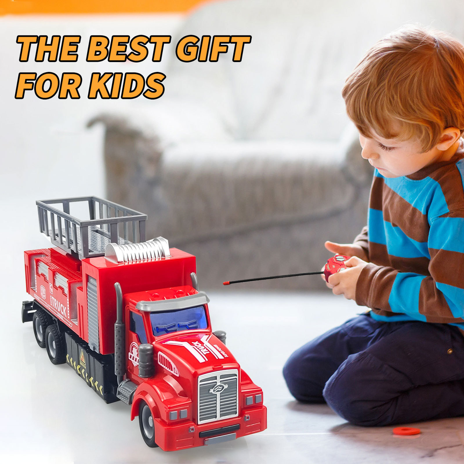 Yongkids remote control car Emulation rc car RC Lift fire truck with light rc truck radio control toys