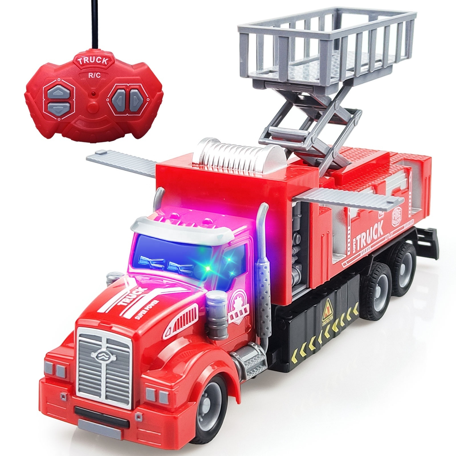 Yongkids remote control car Emulation rc car RC Lift fire truck with light rc truck radio control toys