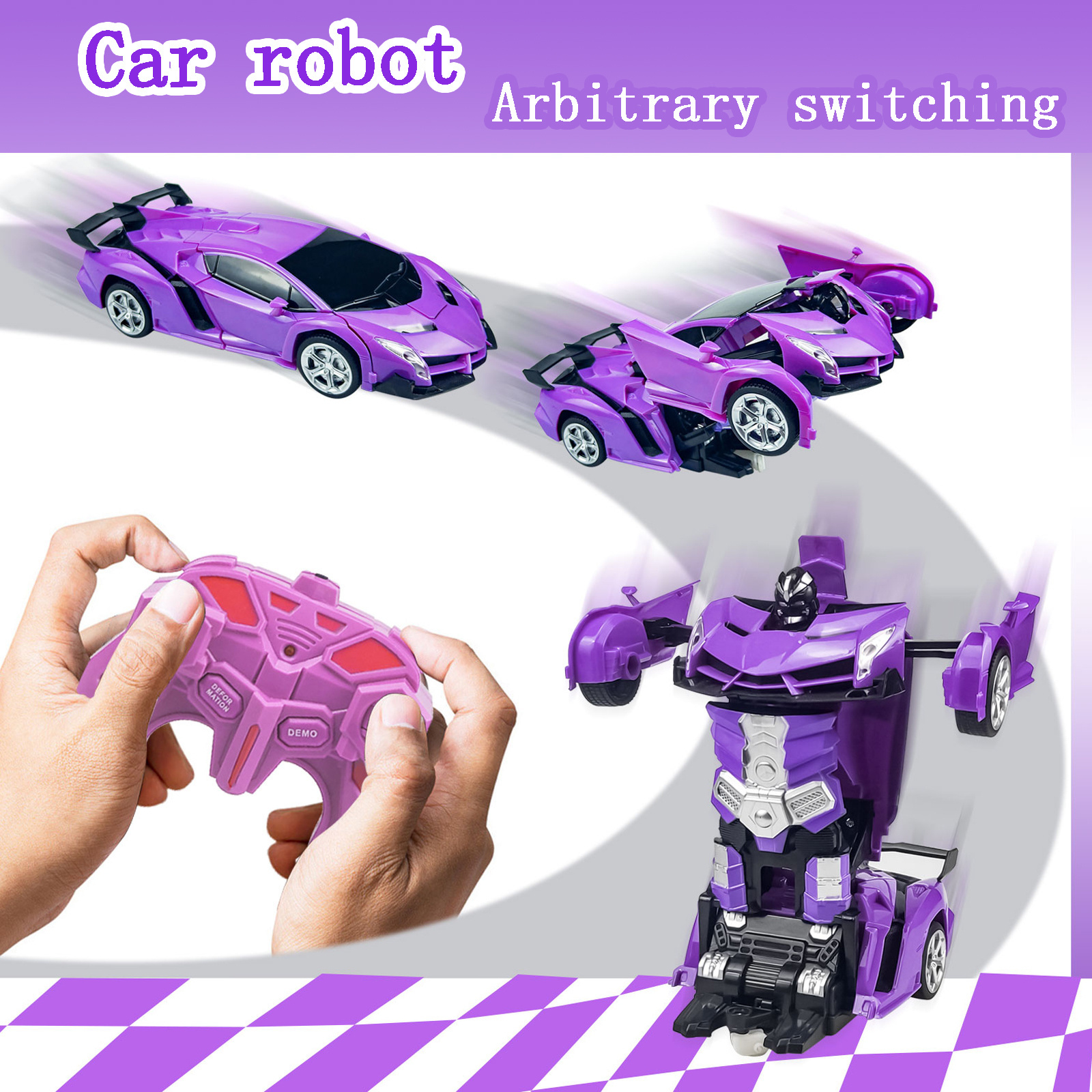 Hot sale Purple Transforming toy deformation robot remote control Robot Car 2 in 1 Induction Vehicle 360 degree