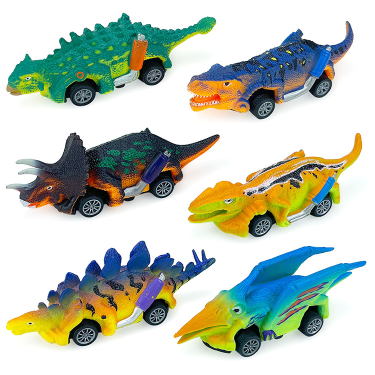 Wholesale 6 Styles Plastic Mini Animal Kids Preschool Play Vehicle Race Cars Truck Educational Pull Back Dinosaur Toys Car