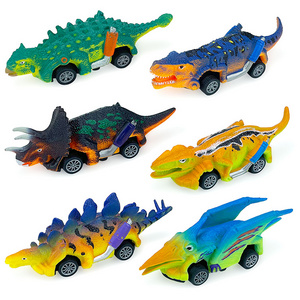 Wholesale 6 Styles Plastic Mini Animal Kids Preschool Play Vehicle Race Cars Truck Educational Pull Back Dinosaur Toys Car