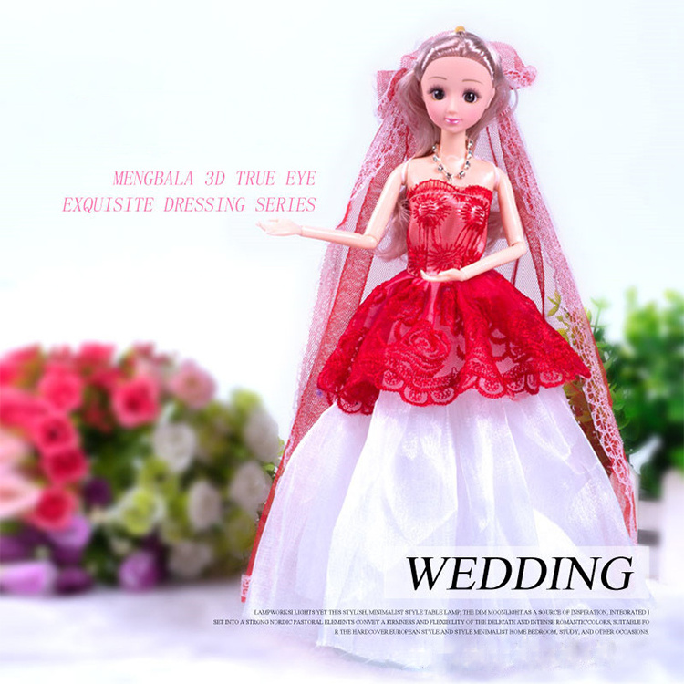 Customized Girls' and Children's Day Gift Box Set Exquisite Dressing 3D Simulation Eyes Wedding Dress Skirt Doll