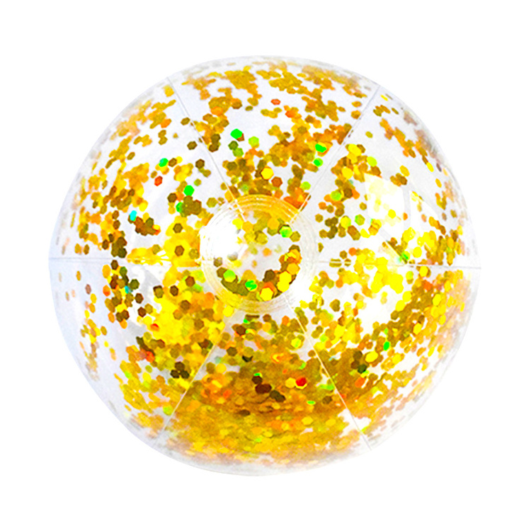 Hot Wholesale Inflatable Clear Gold PVC Glitter Sequin Flash Beach Ball Transparent Balloon Outdoor Toy Plastic Round Ball