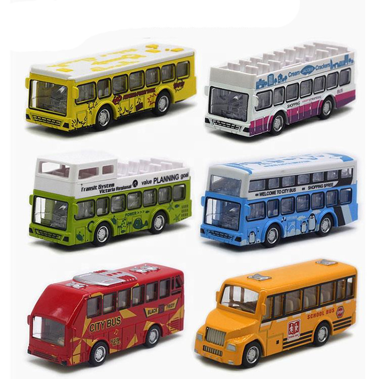 Diecast Alloy Mini Pull Back Yellow School Bus Toys Open Door Function Simulation Bus Toy