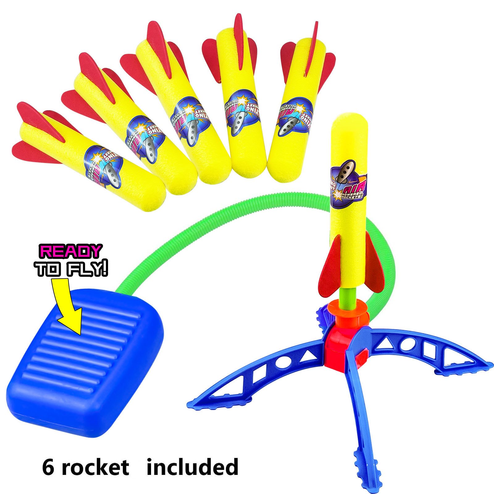 YongnKids Outdoor sports toys feet air rocket toy pedal model rockets funny toy rocket launcher with color box