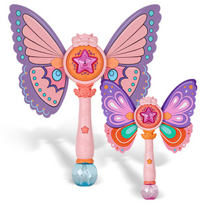 Wholesale Luxury Children's Birthday Gift Outdoor Toy Cartoon Animal Colorful Butterfly Little Fairy Girl Electric Bubble Stick