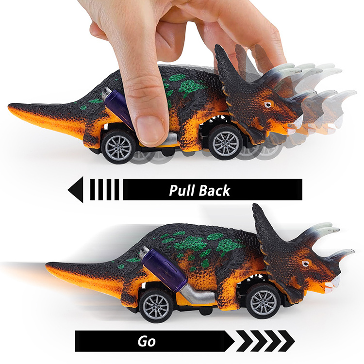 Wholesale 6 Styles Plastic Mini Animal Kids Preschool Play Vehicle Race Cars Truck Educational Pull Back Dinosaur Toys Car