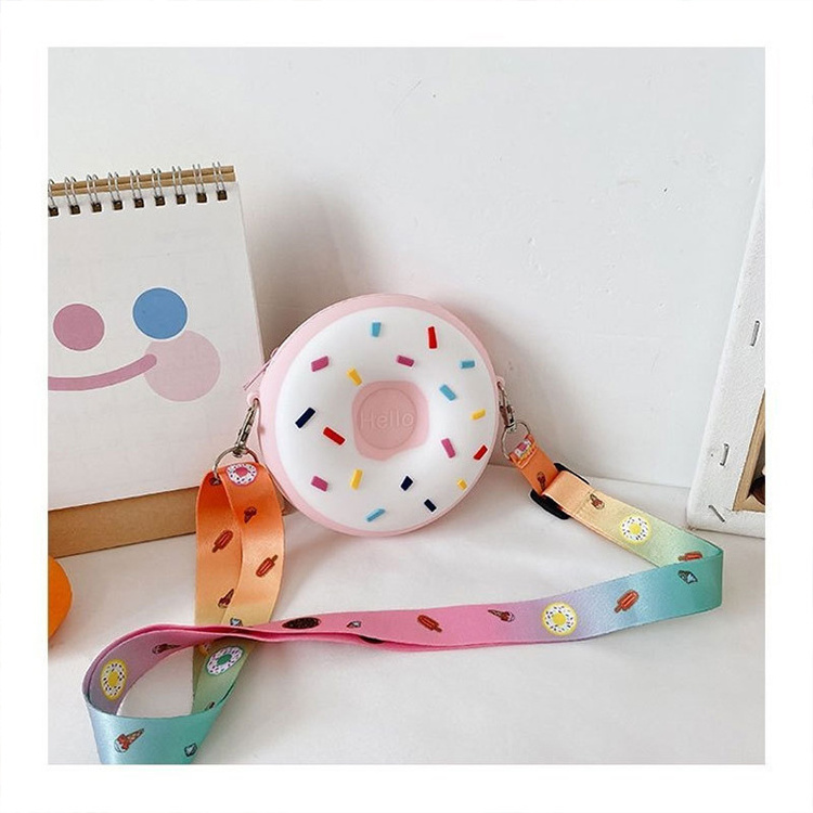 Wholesale Custom Luxury Cartoon Silicone Pocket Money Storage Bag Children's Donuts Girls' Cute Kids' Shoulder Bags